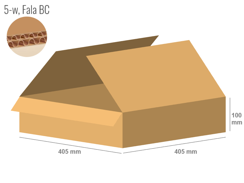 Cardboard box 405x405x100 - with Flaps (Fefco 201) - Double Wall (5-layer)