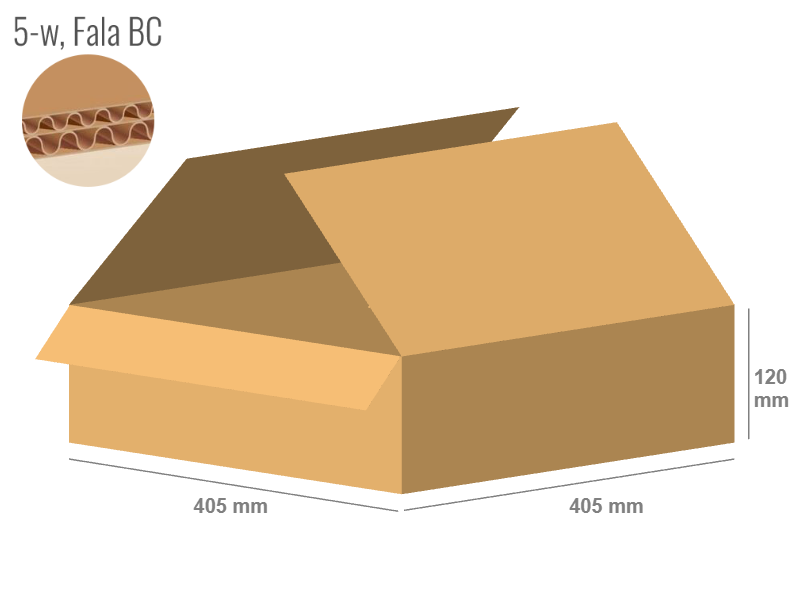 Cardboard box 405x405x120 - with Flaps (Fefco 201) - Double Wall (5-layer)