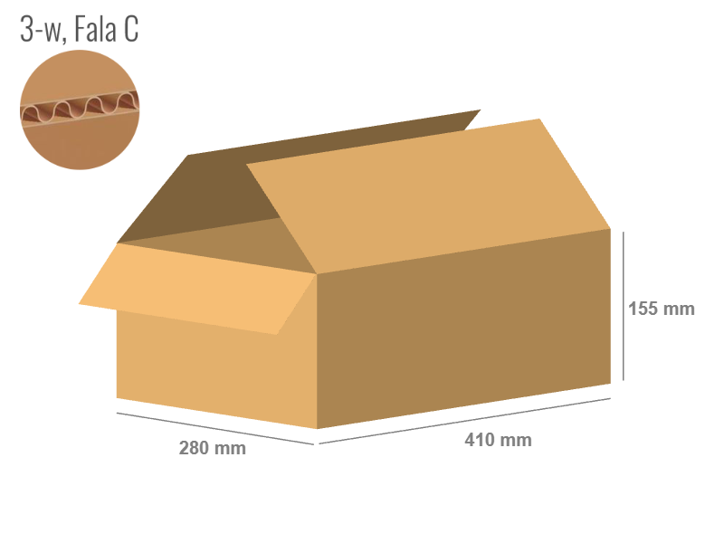 Cardboard box 410x280x155 - with Flaps (Fefco 201) - Single Wall (3-layer)