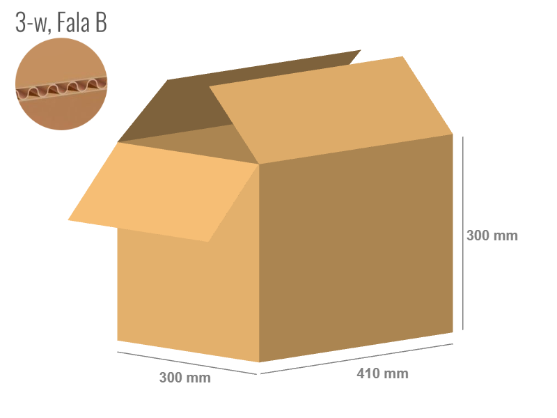Cardboard box 410x300x300 - with Flaps (Fefco 201) - Single Wall (3-layer)