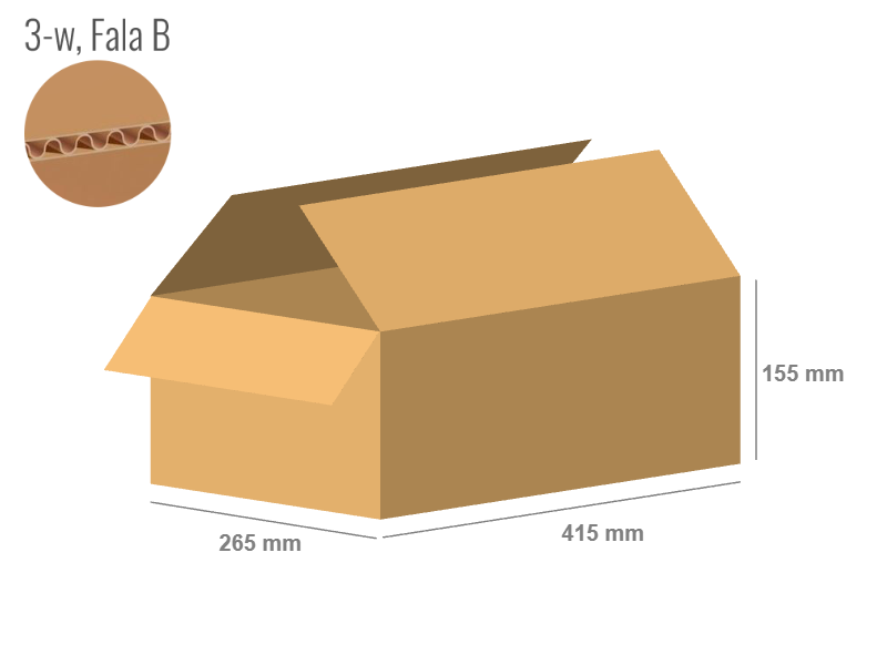 Cardboard box 415x265x155 - with Flaps (Fefco 201) - Single Wall (3-layer)