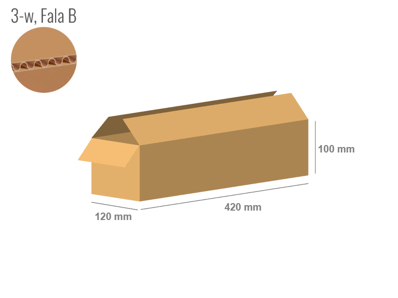 Cardboard box 420x120x100 - with Flaps (Fefco 201) - Single Wall (3-layer)