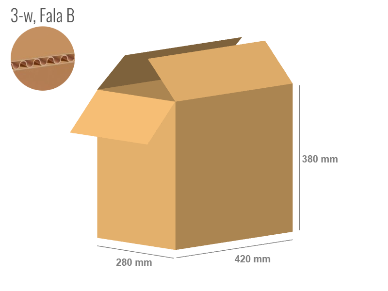 Cardboard box 420x280x380 - with Flaps (Fefco 201) - Single Wall (3-layer)