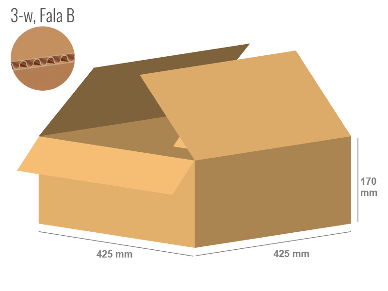 Cardboard box 425x425x170 - with Flaps (Fefco 201) - Single Wall (3-layer)