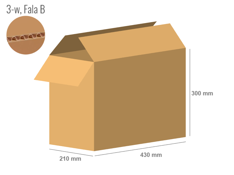 Cardboard box 430x210x300 - with Flaps (Fefco 201) - Single Wall (3-layer)