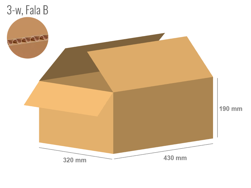 Cardboard box 430x320x190 - with Flaps (Fefco 201) - Single Wall (3-layer)