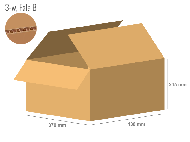 Cardboard box 430x370x215 - with Flaps (Fefco 201) - Single Wall (3-layer)