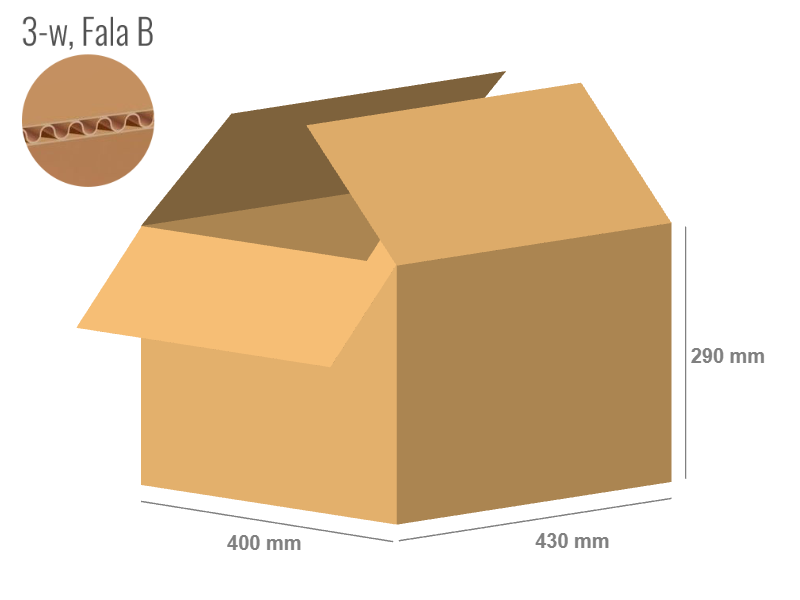 Cardboard box 430x400x290 - with Flaps (Fefco 201) - Single Wall (3-layer)