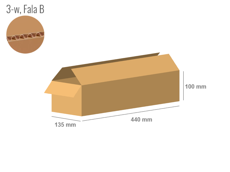 Cardboard box 440x135x100 - with Flaps (Fefco 201) - Single Wall (3-layer)