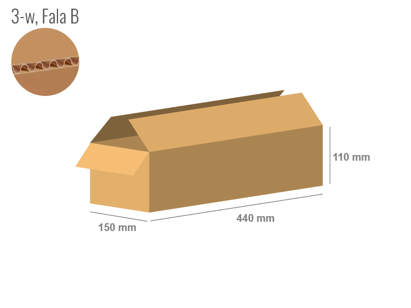 Cardboard box 440x150x110 - with Flaps (Fefco 201) - Single Wall (3-layer)