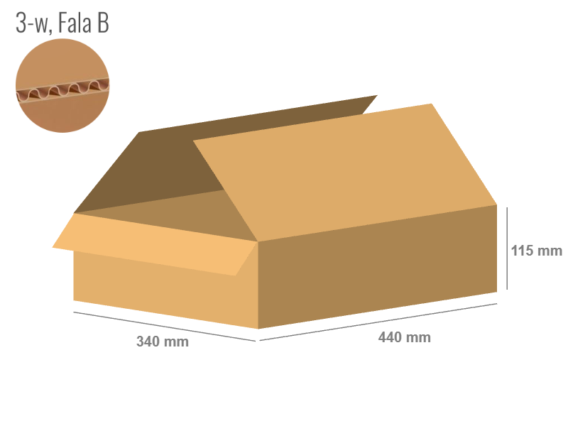 Cardboard box 440x340x115 - with Flaps (Fefco 201) - Single Wall (3-layer)