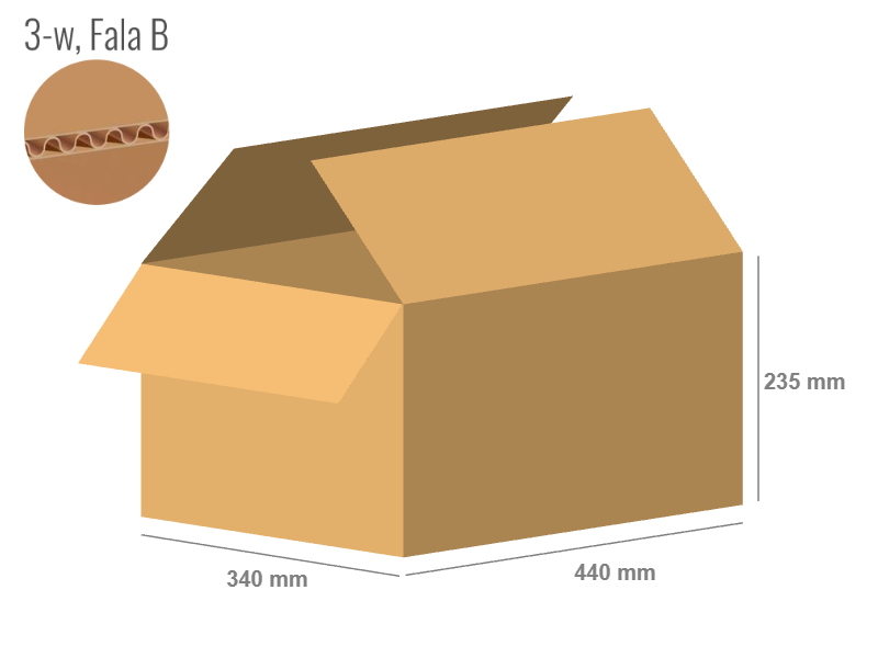 Cardboard box 440x340x235 - with Flaps (Fefco 201) - 3-layer (3w)