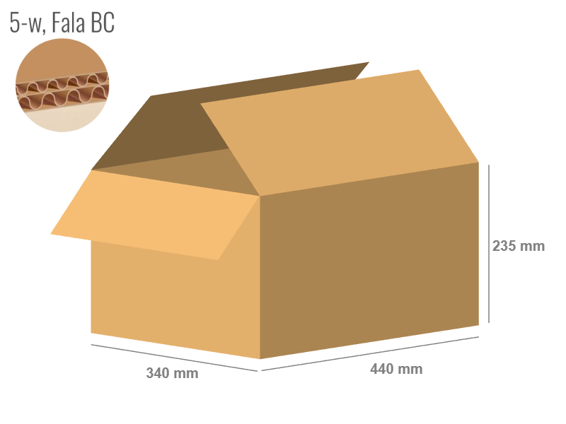 Cardboard box 440x340x235 - with Flaps (Fefco 201) - Double Wall (5-layer)