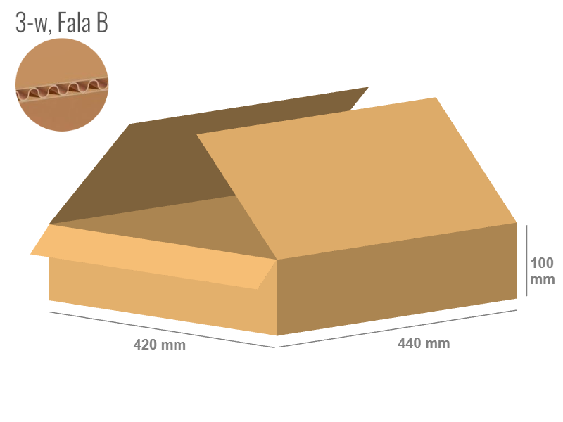 Cardboard box 440x420x100 - with Flaps (Fefco 201) - Single Wall (3-layer)