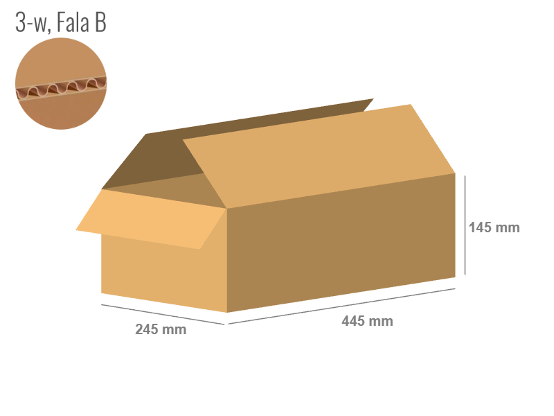 Cardboard box 445x245x145 - with Flaps (Fefco 201) - Single Wall (3-layer)