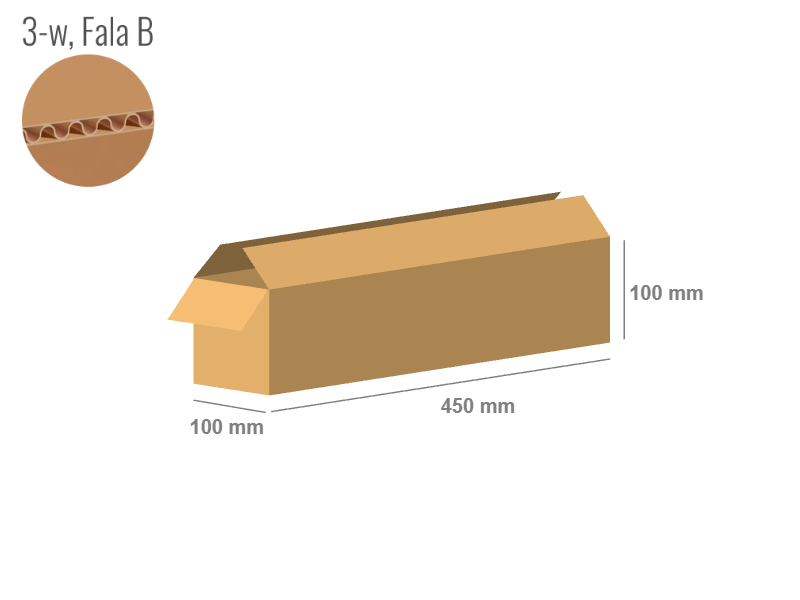 Cardboard box 450x100x100 - with Flaps (Fefco 201) - Single Wall (3-layer)