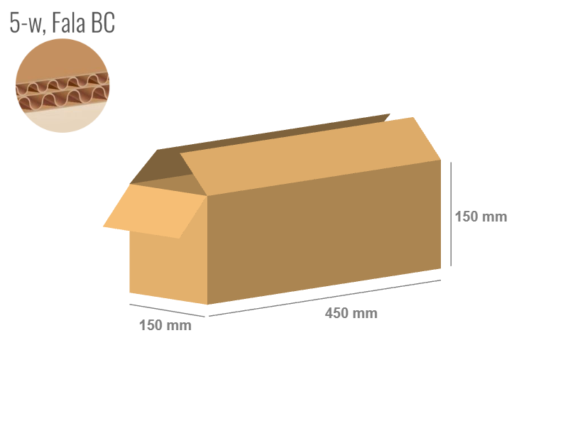 Cardboard box 450x150x150 - with Flaps (Fefco 201) - Double Wall (5-layer)