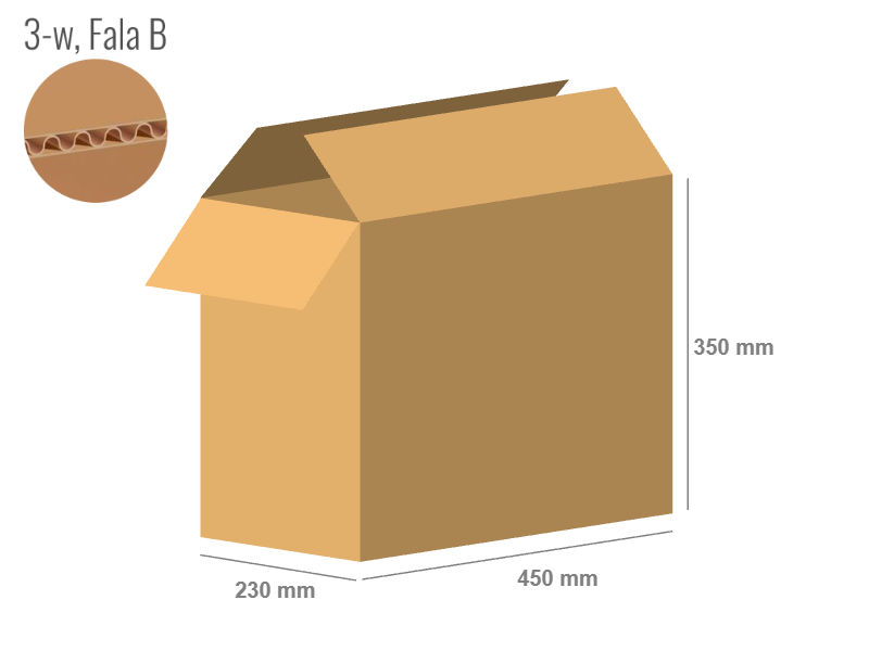 Cardboard box 450x230x350 - with Flaps (Fefco 201) - Single Wall (3-layer)