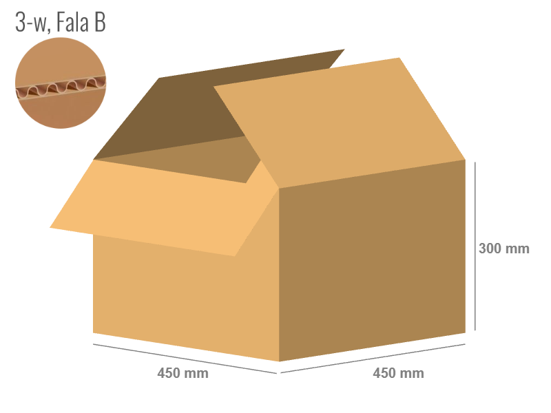 Cardboard box 450x450x300 - with Flaps (Fefco 201) - Single Wall (3-layer)