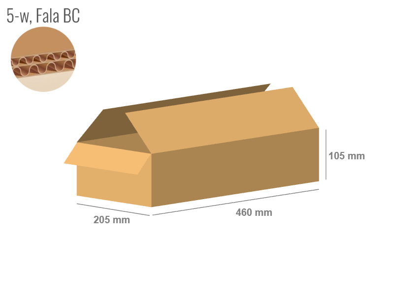 Cardboard box 460x205x105 - with Flaps (Fefco 201) - Double Wall (5-layer)