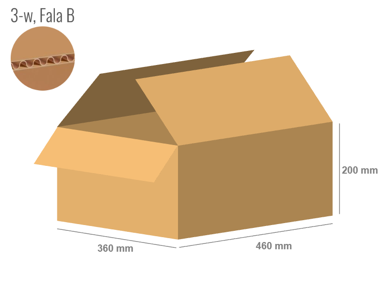 Cardboard box 460x360x200 - with Flaps (Fefco 201) - Single Wall (3-layer)