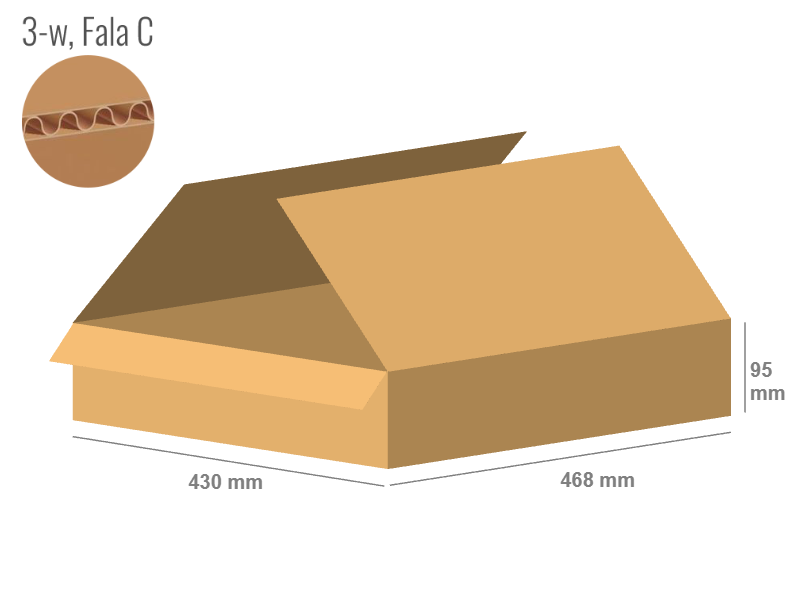 Cardboard box 468x430x95 - with Flaps (Fefco 201) - Single Wall (3-layer)