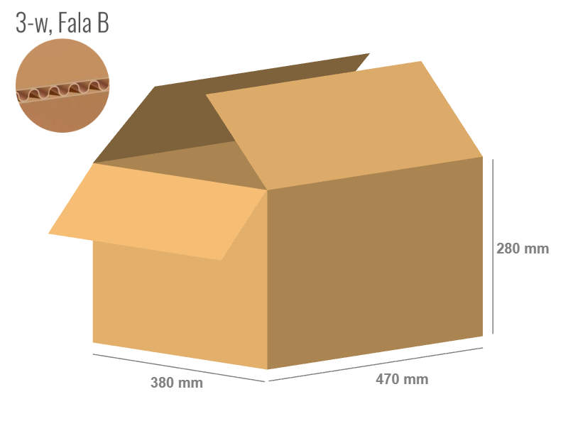 Cardboard box 470x380x280 - with Flaps (Fefco 201) - Single Wall (3-layer)