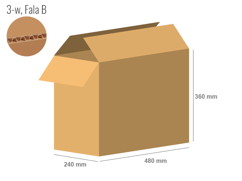 Cardboard box 480x240x360 - with Flaps (Fefco 201) - Single Wall (3-layer)