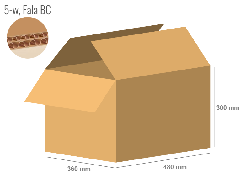 Cardboard box 480x360x300 - with Flaps (Fefco 201) - Double Wall (5-layer)