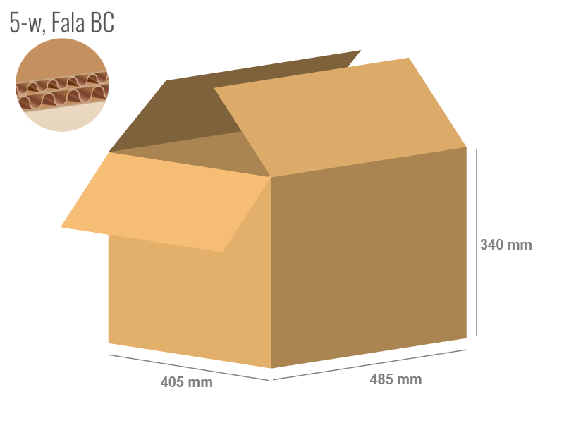 Cardboard box 485x405x340 - with Flaps (Fefco 201) - Double Wall (5-layer)