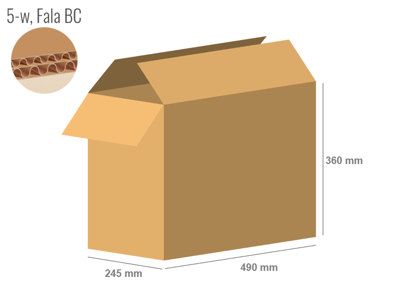 Cardboard box 490x245x360 - with Flaps (Fefco 201) - Double Wall (5-layer)