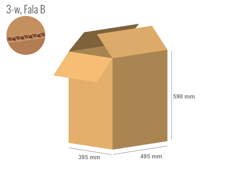 Cardboard box 495x395x590 - with Flaps (Fefco 201) - Single Wall (3-layer)