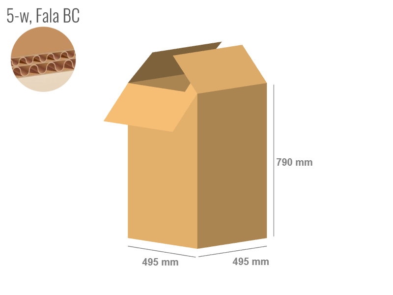 Cardboard box 495x495x790 - with Flaps (Fefco 201) - Double Wall (5-layer)