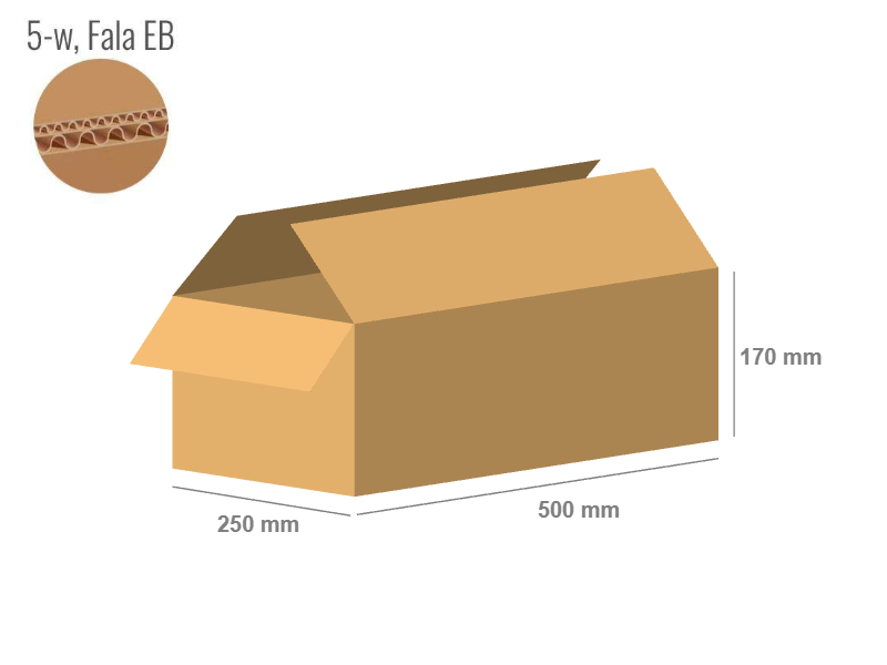 Cardboard box 500x250x170 - with Flaps (Fefco 201) - Double Wall (5-layer)