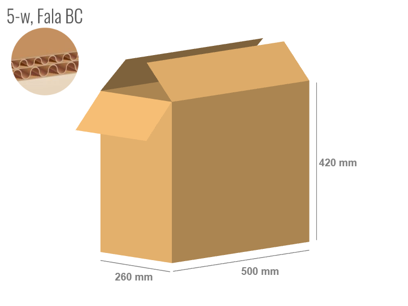 Cardboard box 500x260x420 - with Flaps (Fefco 201) - Double Wall (5-layer)