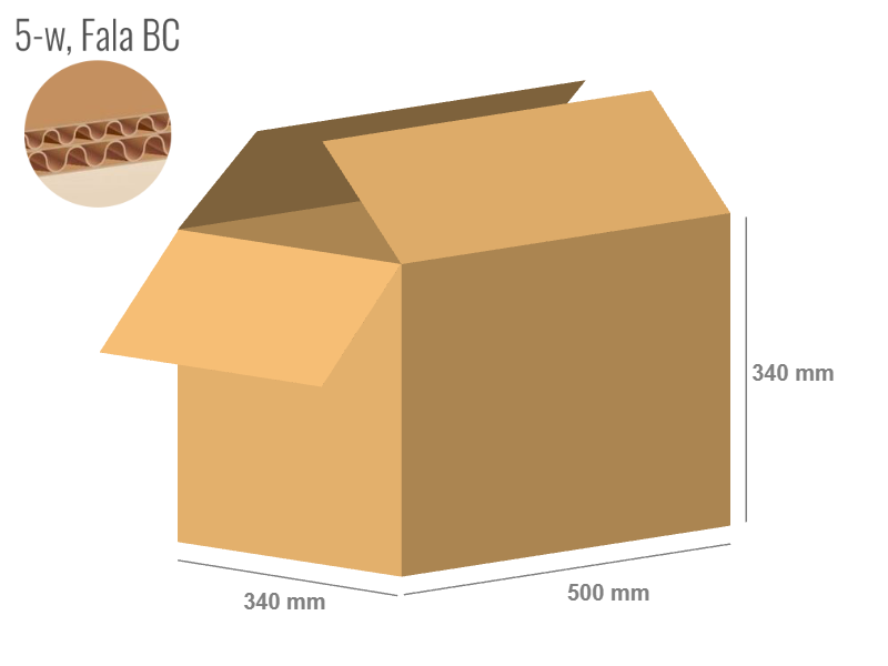 Cardboard box 500x340x340 - with Flaps (Fefco 201) - Double Wall (5-layer)