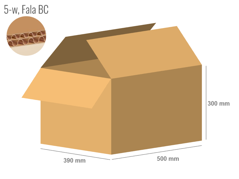 Cardboard box 500x390x300 - with Flaps (Fefco 201) - Double Wall (5-layer)