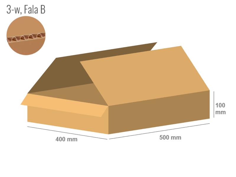 Cardboard box 500x400x100 - with Flaps (Fefco 201) - Single Wall (3-layer)