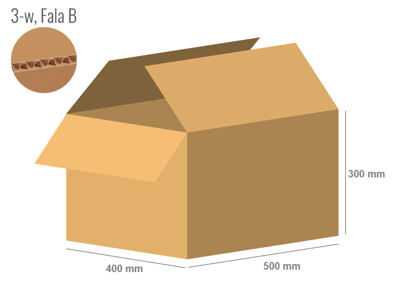 Cardboard box 500x400x300 - with Flaps (Fefco 201) - Single Wall (3-layer)