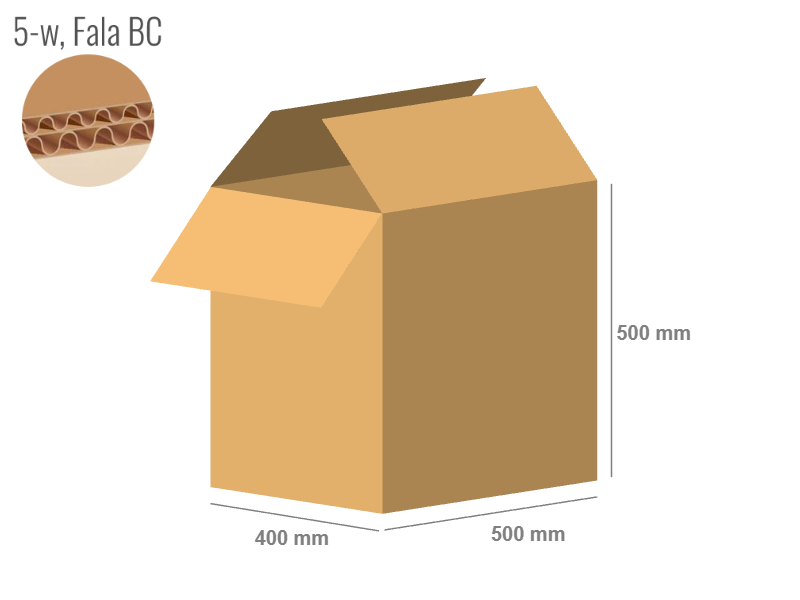 Cardboard box 500x400x500 - with Flaps (Fefco 201) - Double Wall (5-layer)