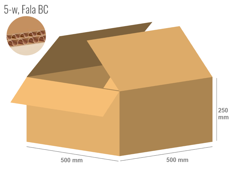 Cardboard box 500x500x250 - with Flaps (Fefco 201) - Double Wall (5-layer)