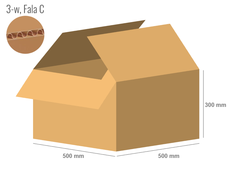 Cardboard box 500x500x300 - with Flaps (Fefco 201) - Single Wall (3-layer)
