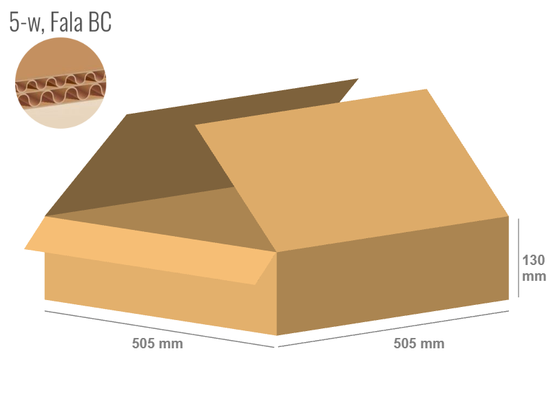 Cardboard box 505x505x130 - with Flaps (Fefco 201) - Double Wall (5-layer)