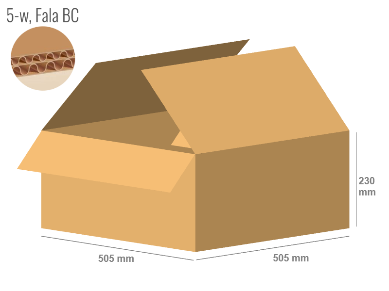 Cardboard box 505x505x230 - with Flaps (Fefco 201) - Double Wall (5-layer)