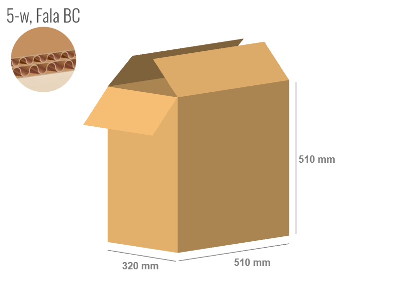 Cardboard box 510x320x510 - with Flaps (Fefco 201) - Double Wall (5-layer)