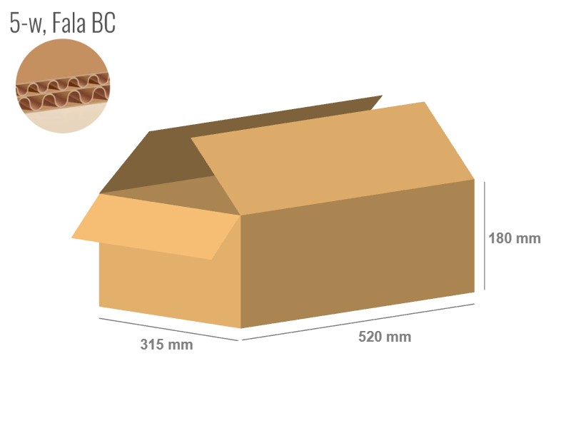 Cardboard box 520x315x180 - with Flaps (Fefco 201) - Double Wall (5-layer)