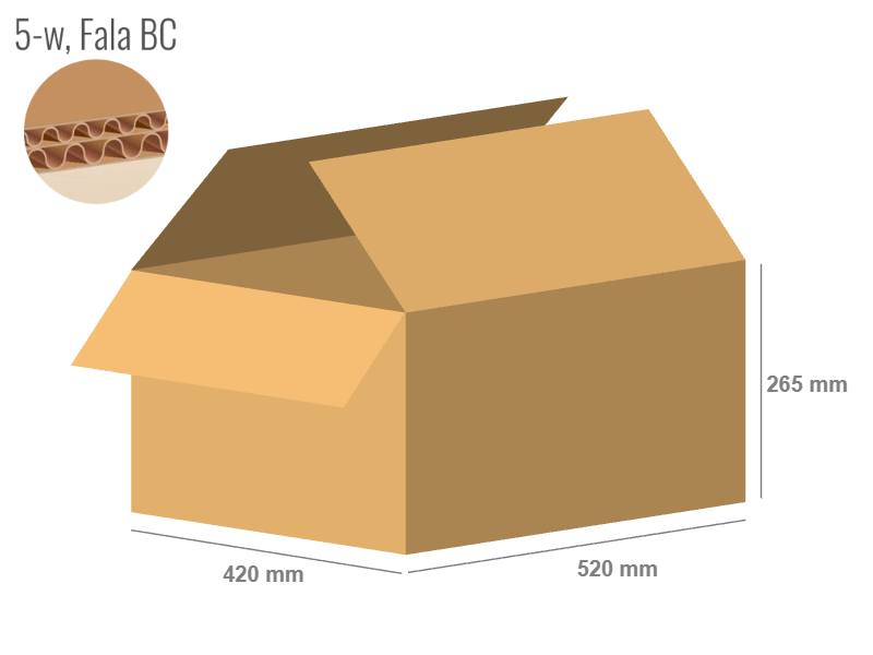 Cardboard box 520x420x265 - with Flaps (Fefco 201) - Double Wall (5-layer)
