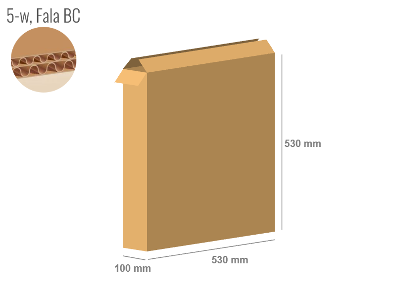 Cardboard box 530x100x530 - with Flaps (Fefco 201) - 5-layer (5w)