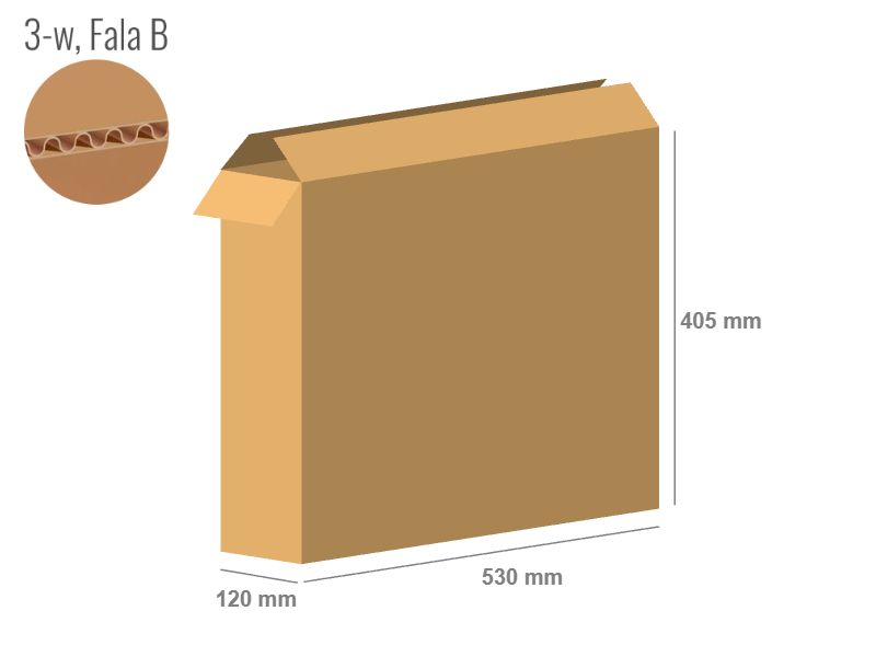 Cardboard box 530x120x405 - with Flaps (Fefco 201) - Single Wall (3-layer)