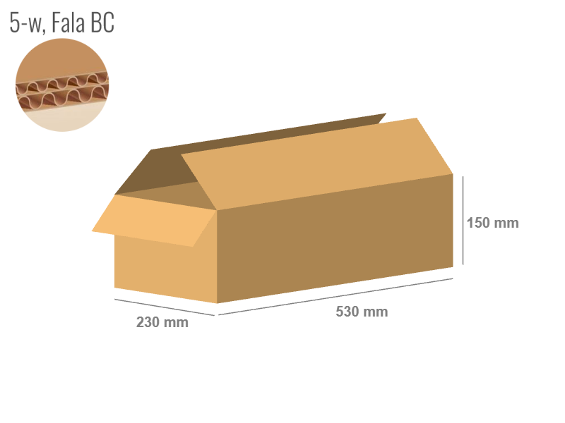 Cardboard box 530x230x150 - with Flaps (Fefco 201) - Double Wall (5-layer)